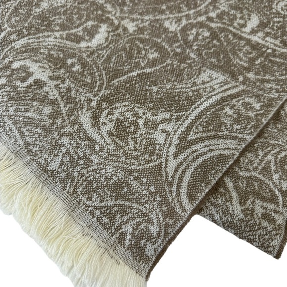 Lands' End Tan Paisley Cashmere Blend Scarf - Picture 6 of 10